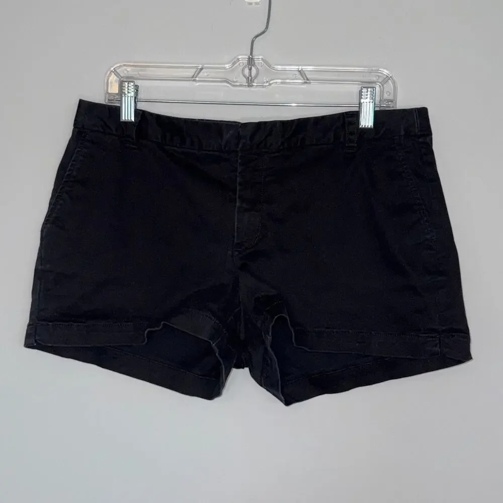 Cynthia Rowley Womens Black Chino Shorts Size 12 Cotton Stretch Casual Basic